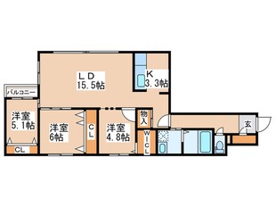 シャトーライフ近代美術館前１の物件間取画像